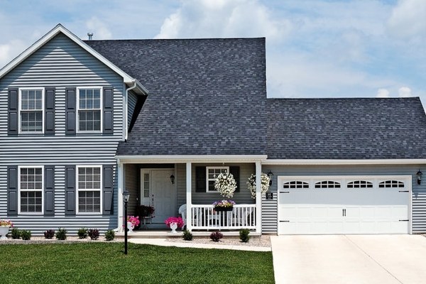 C.H.I. stamped carriage house garage door