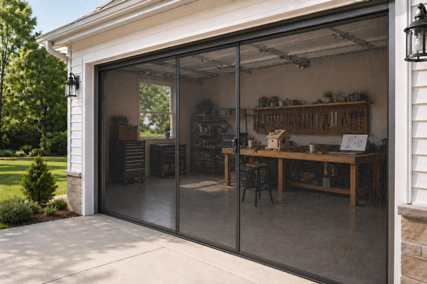 Garage workshop with Lifestyle Screen for ventilation