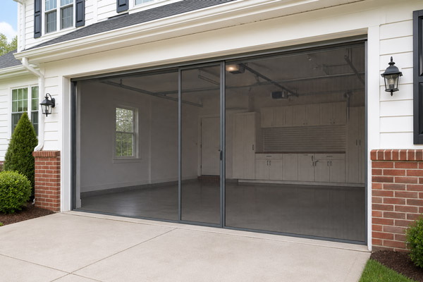  Lifestyle retractable garage screen on residential home in central Arkansas by Harmon Overhead Door